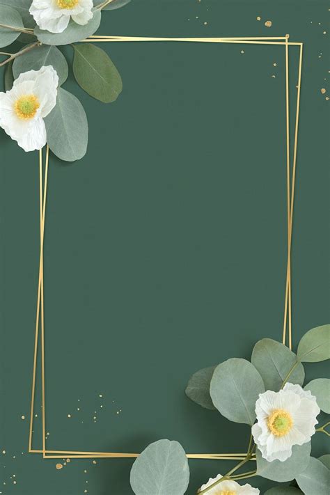 Golden Floral Frame On A Green Background Premium Image By Rawpixel