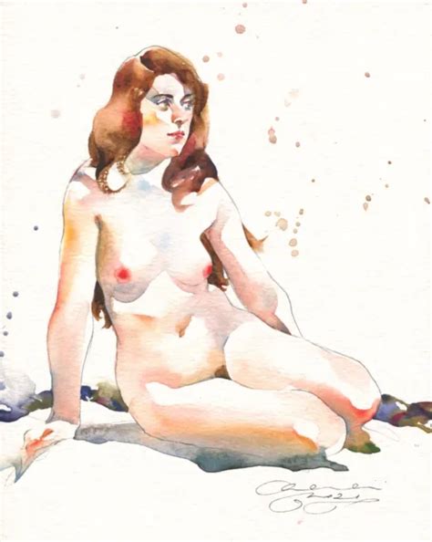Original Aquarell Akt Gem Lde Watercolour Art Nude Erotic Painting