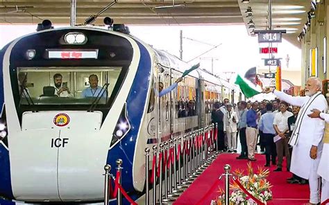 gujarat pm modi flags off vande bharat express train between gandhinagar and mumbai takes a ride