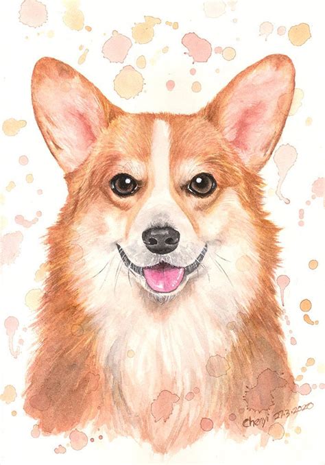 Corgi Dog Watercolour Art Print Decor A4 A3 Etsy