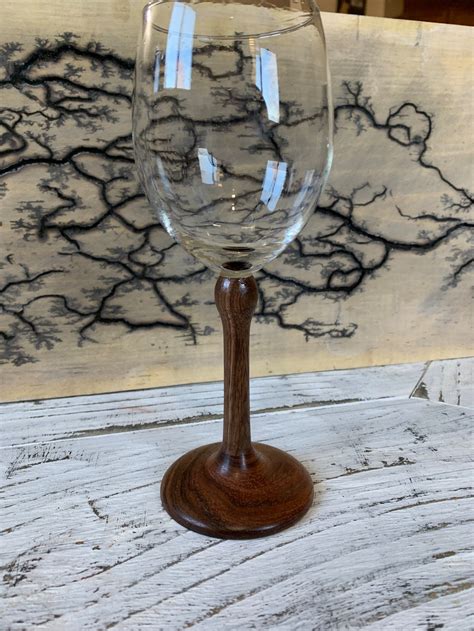 Wood Stemmed Wine Glass Etsy