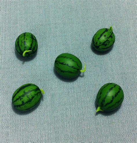 5 Miniature Watermelons Watermelon Fruit Clay Polymer Exotic