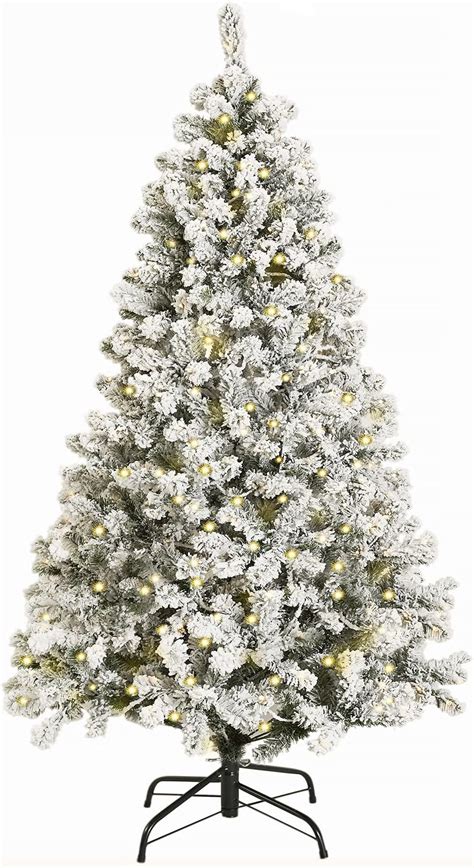 Wbhome 6 Feet Snow Flocked Christmas Tree Pre Lit Premium Spruce