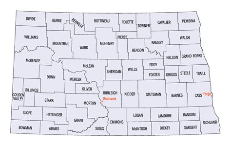 North Dakota County Map 