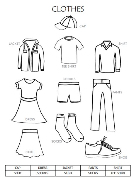Coloring Clothes For Kids Worksheet