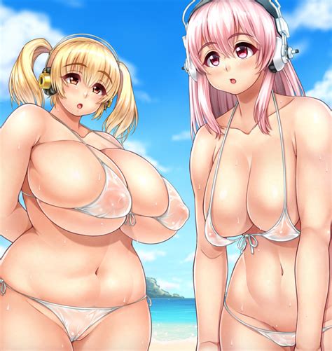 Super Sonico And Super Pochaco Nitroplus Drawn By Yoohi Danbooru