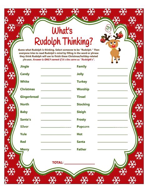Finish My Phrase Christmas Game Whats Rudolph Thinking Etsy Diy
