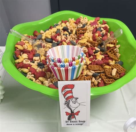 Be sure to add a darker layer to the curtains to ensure sunlight will not. Dr. Seuss Soup party mix | Seuss baby shower, Soup party ...