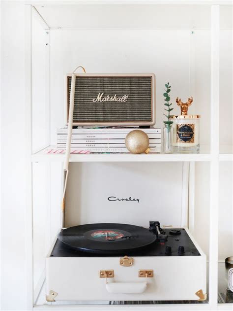 White Crosley Record Player With Marshall Speaker Crosley Record Player