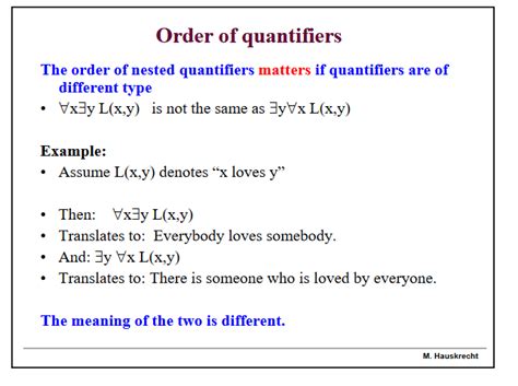 ¿qué Expresa El Orden De Los Cuantificadores Anidados En La Lógica De