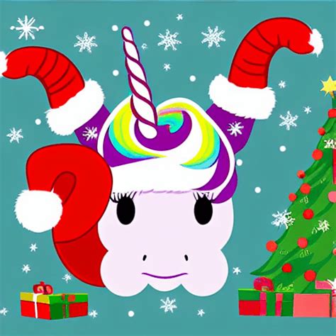 Unicorn Christmas Cartoon Santa · Creative Fabrica