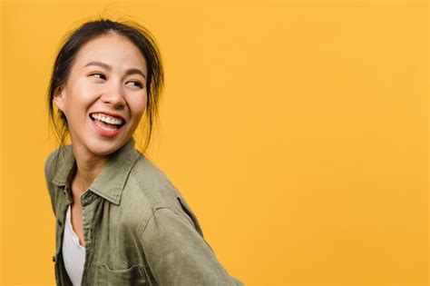 Premium Photo Portrait Of Young Asian Lady With Positive Expression