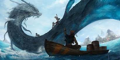 Dragon Anime Fantasy Boat Water Ocean Kent