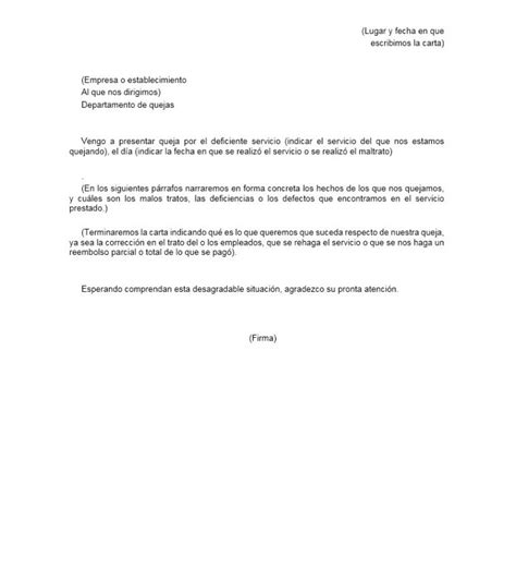 Carta De Queja Por Mal Servicio Ejemplos Y Formatos Word PDF