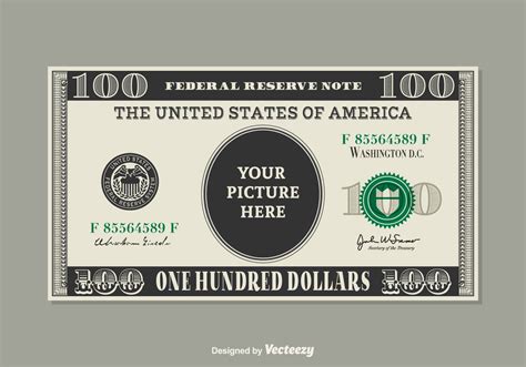 Maybe you would like to learn more about one of these? Free vector template design of a 100 dollar bill with ...