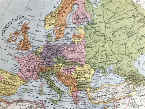 1930 Europe Original Antique Map European History Mounted Etsy