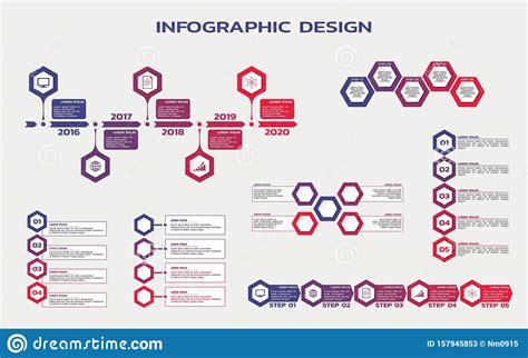 Set Of Infographic Design Flowcharts And Workflow Steps Infographics