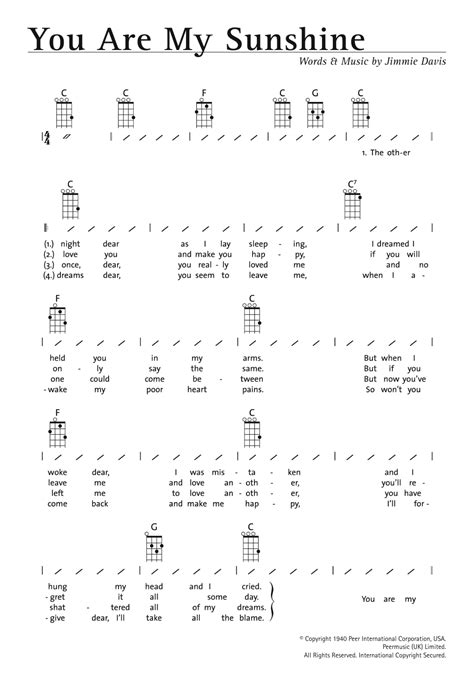 You Are My Sunshine Easy Ukulele Chords Sheet And Chords Collection