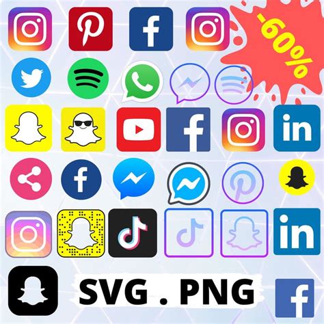 Social Media Icons Svg File Social Media Clipart Bundle