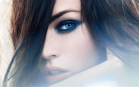 Megan Fox Portrait Brunette Face Blue Eyes Wallpapers Hd Desktop