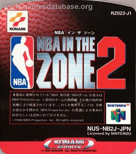 Nba In The Zone 2 Nintendo N64 Artwork Cartridge Top