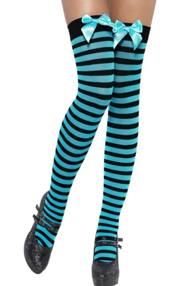 black and blue stockings with bows striped stockings blue stockings black stockings