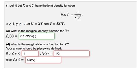 solved 1 point let x and y have the joint density function