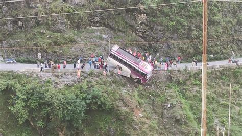 Narrow Escape Bus In Himachal Pradesh Hangs From Cliff Driver Rescues