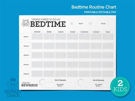 2 Kids Bedtime Routine Chart Reward Chart Chore Chart Etsy