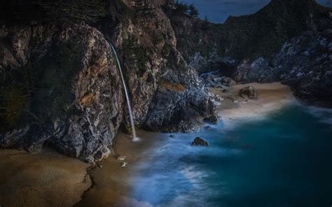 4k 5k Big Sur Usa Coast Waterfalls California Crag Hd Wallpaper