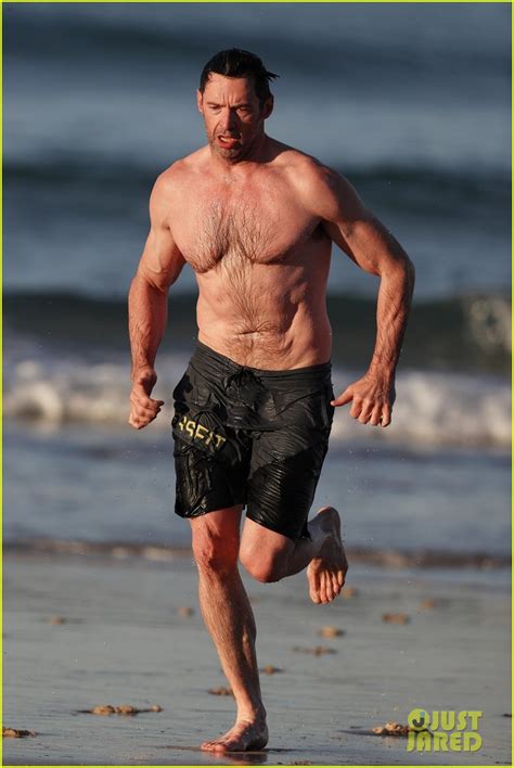 Hugh Jackman Runs Shirtless On The Beach With His Ripped Muscles On Display Photo 3935958