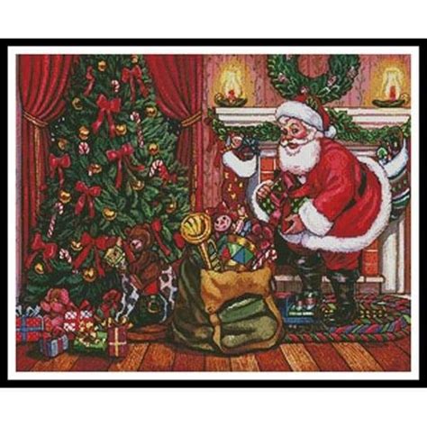 artecy cross stitch santa on christmas eve 11362 mgl cross stitch chart hard copy jk s cross