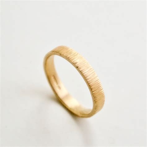 Gold Wedding Band Tree Bark Ring Unique Wedding Ring Etsy