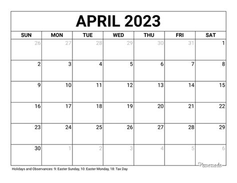 Calendar 2023 Printable Free April 2023 Calendar Imagesee