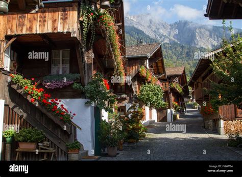 The old village of Brienz Interlaken Switzerland Stock Photo, Royalty