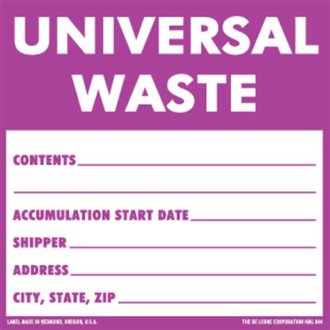Universal Waste Paper Labels