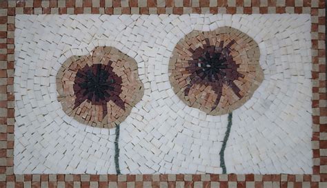 Handmade Mosaic Double Brown Flower Flowers And Trees Mozaico