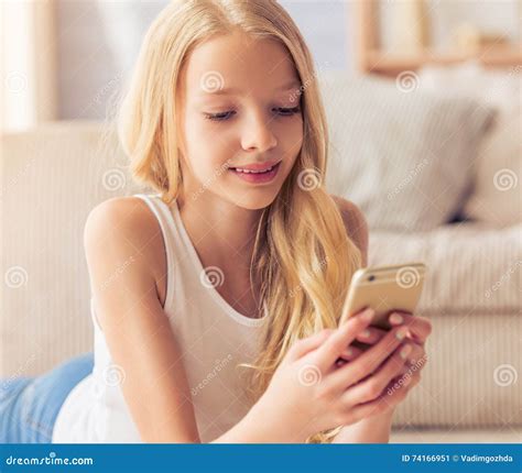 Teenage Girl With Gadget Stock Image Image Of Internet 74166951