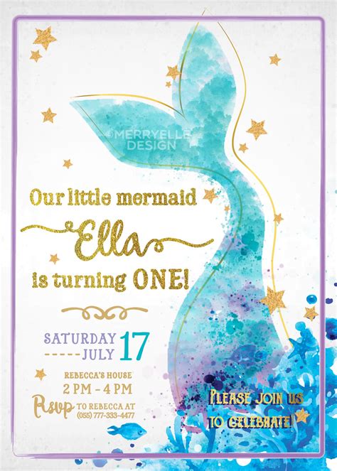 Mermaid Invitation Mermaid Birthday Invitation Under The Sea Etsy