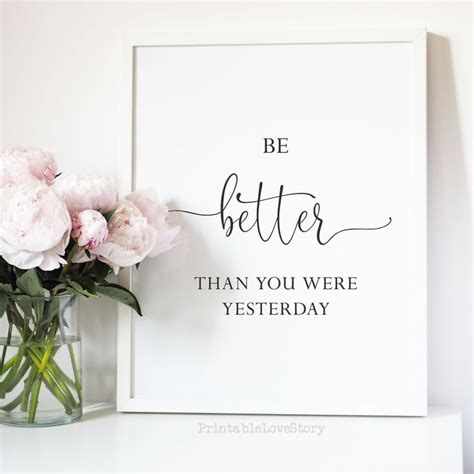 Be Better Than You Were Yesterday Printoffice Wall Artquotes Etsy