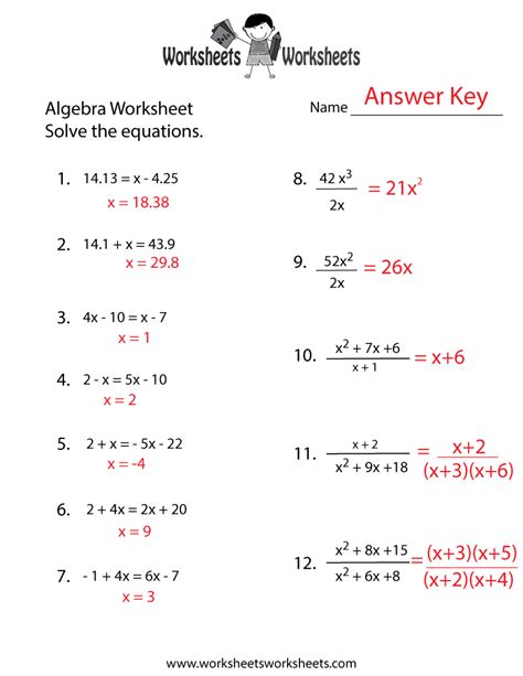 Math Worksheets With Answers Free Printable Answer Keys Worksheets
