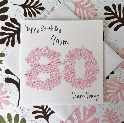 Happy 80th Birthday Mum Card Etsy