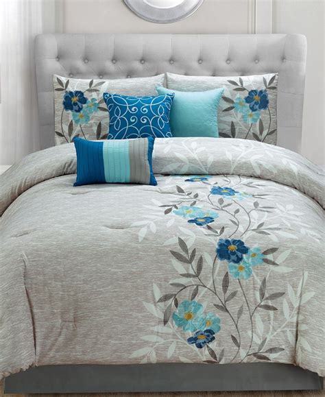 Krissa Embroidered 7 Piece Queen Comforter Set Comforter Sets Bed