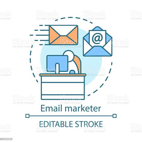 Email Marketer Concept Icon Managing Email Databases Idea Thin Line