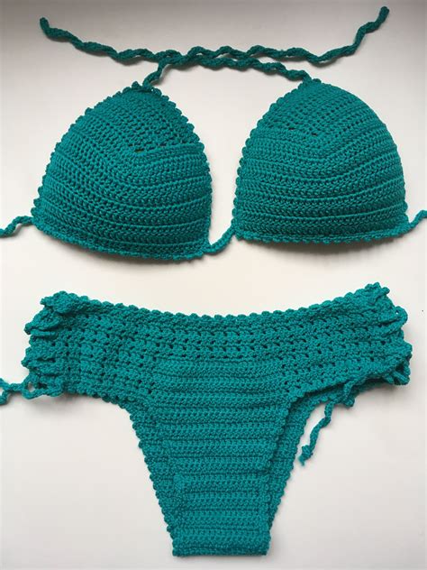 Biquíni Em Crochê Knitted Swimsuit Crochet Bra Micro Macrame Craft