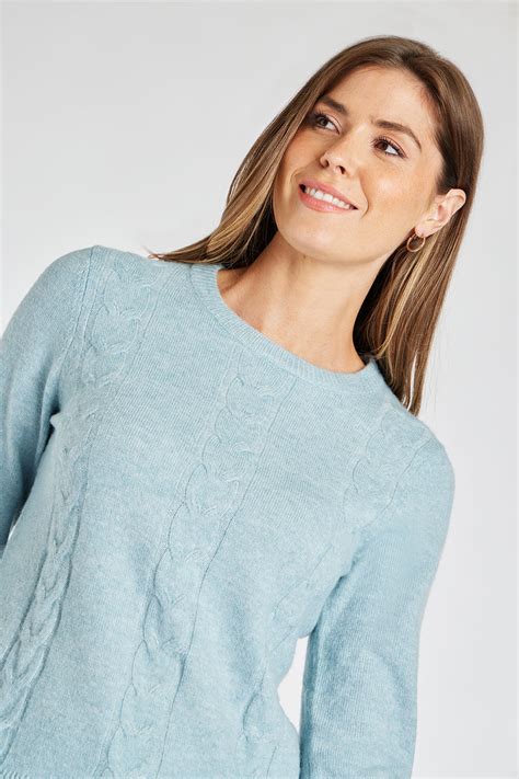 Stripe Cable Long Sleeve Jumper Bonmarché