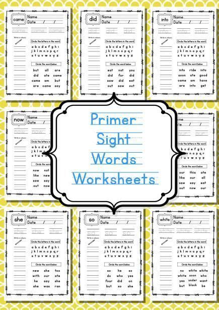 Primer Sight Word Worksheets Sight Word Worksheets Preschool Sight