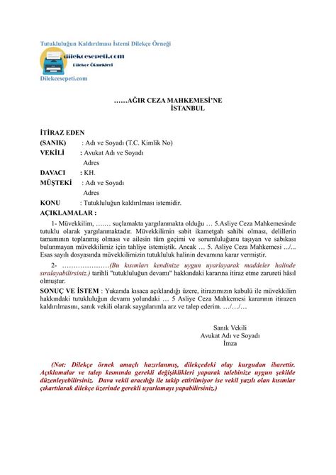 Mar 30, 2021 · teslim tesellüm tutanağı örneği. Tutuklamaya İtiraz Dilekçesi Örneği - Dilekçe Sepeti