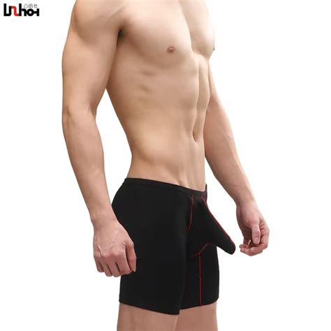 sexy penis sheath boxers shorts men s breathable modal trunks panties cock pouch erotic lingerie