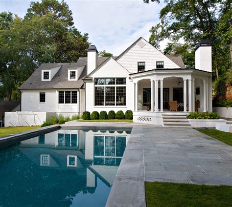 Interior spaces white brick walls house design home decor interior sweet home interior architecture design. All white brick home exterior with backyard swimming pool ...